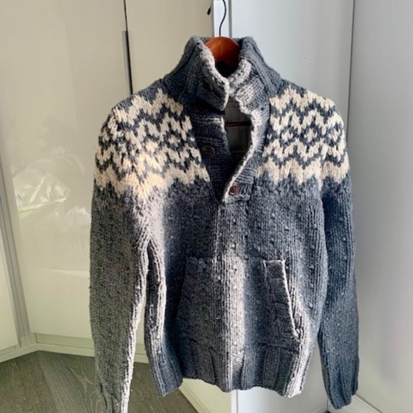Abercrombie & Fitch Sweater Fair Isle Wool Blend men NEW large - Picture 2 of 13